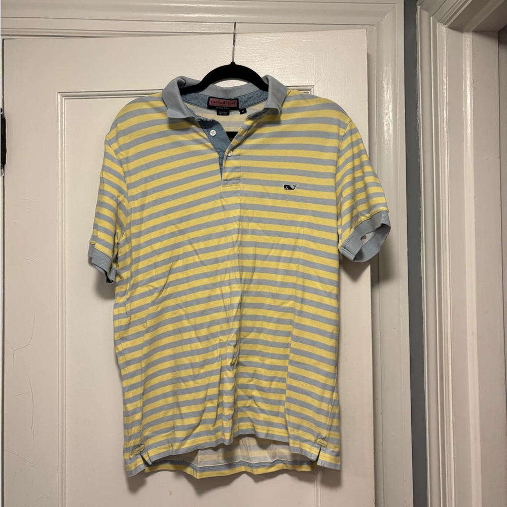 Vineyard Vines Yellow and Blue Polo Shirt Classic Stripes
